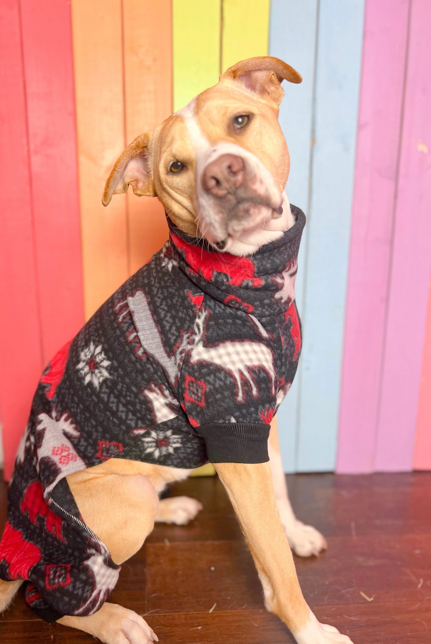 Sweater and Plaid woodland print size dog onesie
