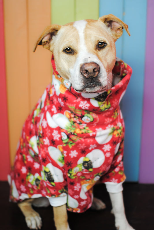 Red Snowman Long sleeve fleece dog sweatshirt