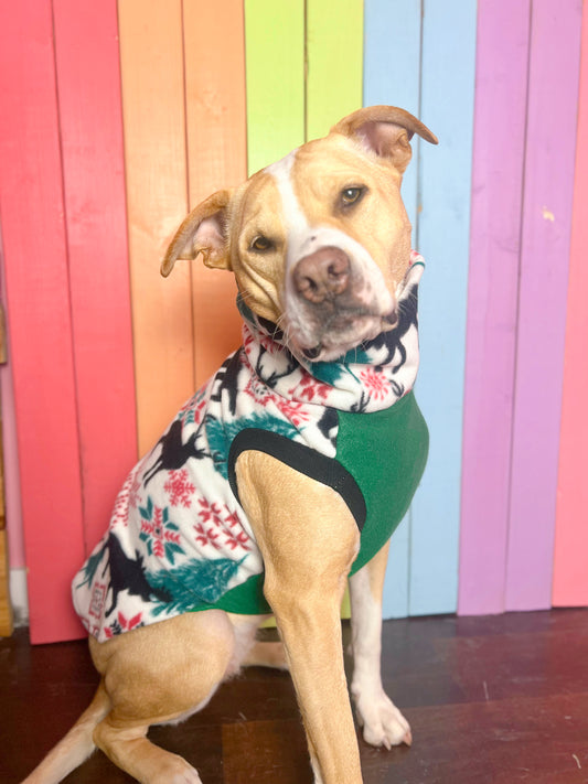 Woodland christmas fleece sleeveless dog sweatshirt
