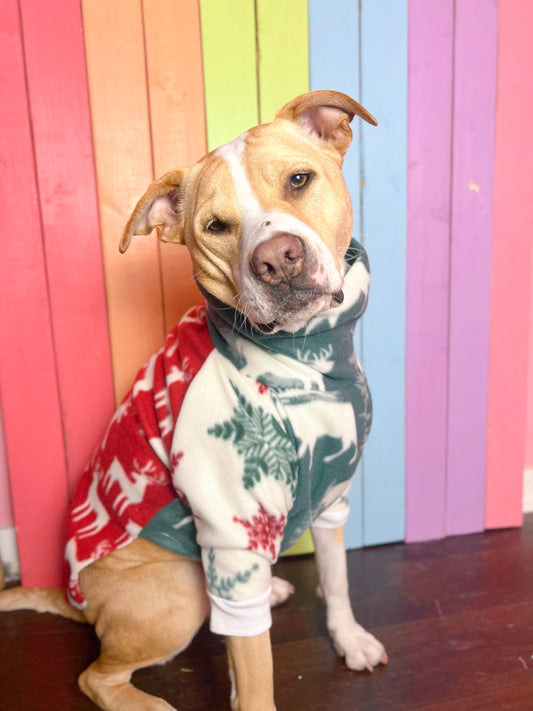 Christmas cabin mix and match Long sleeve fleece dog sweatshirt