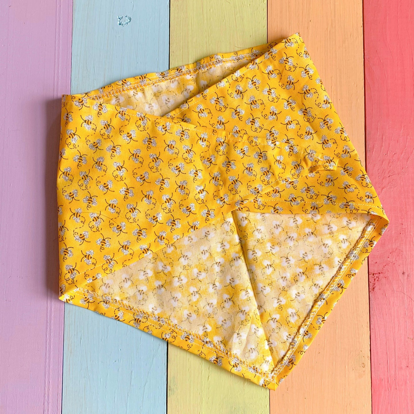 Yellow Glitter bumblebee print dog bandana