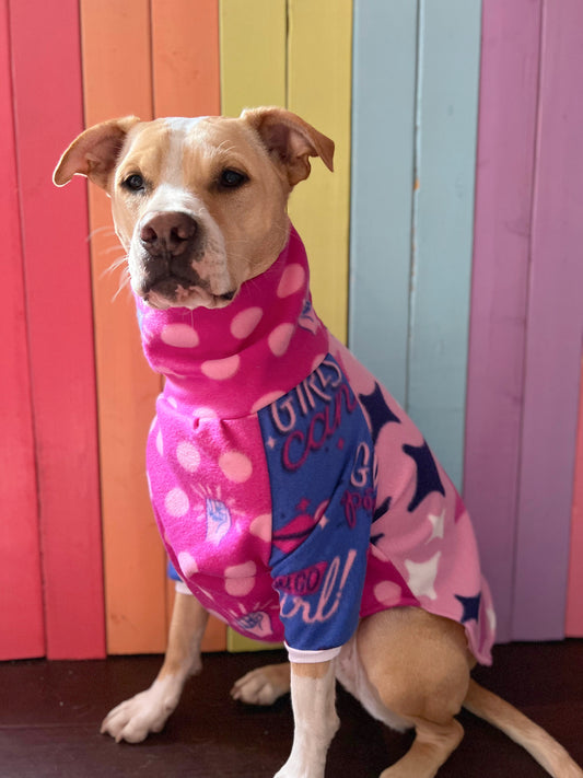 Girl power mix and match size medium fleece dog sweatshirt